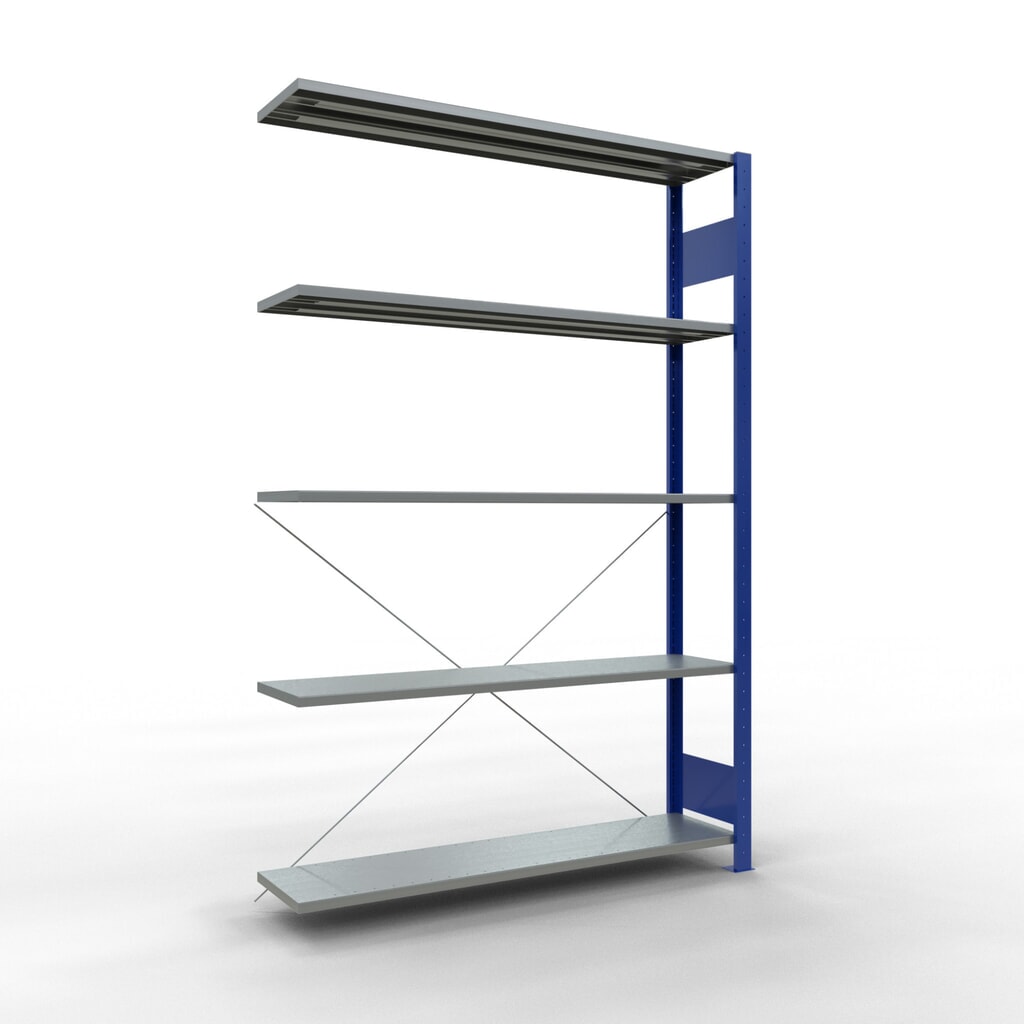 SCHULTE Fachbodenregal Stecksystem, AF, FL 150 kg, enzianblau/verzinkt, HxBxT 2.000 x 1.300 x 300 mm Produktabbildung: SCHULTE Fachbodenregal Stecksystem, AF, FL 150 kg, enzianblau/verzinkt, HxBxT 2.000 x 1.300 x 300 mm