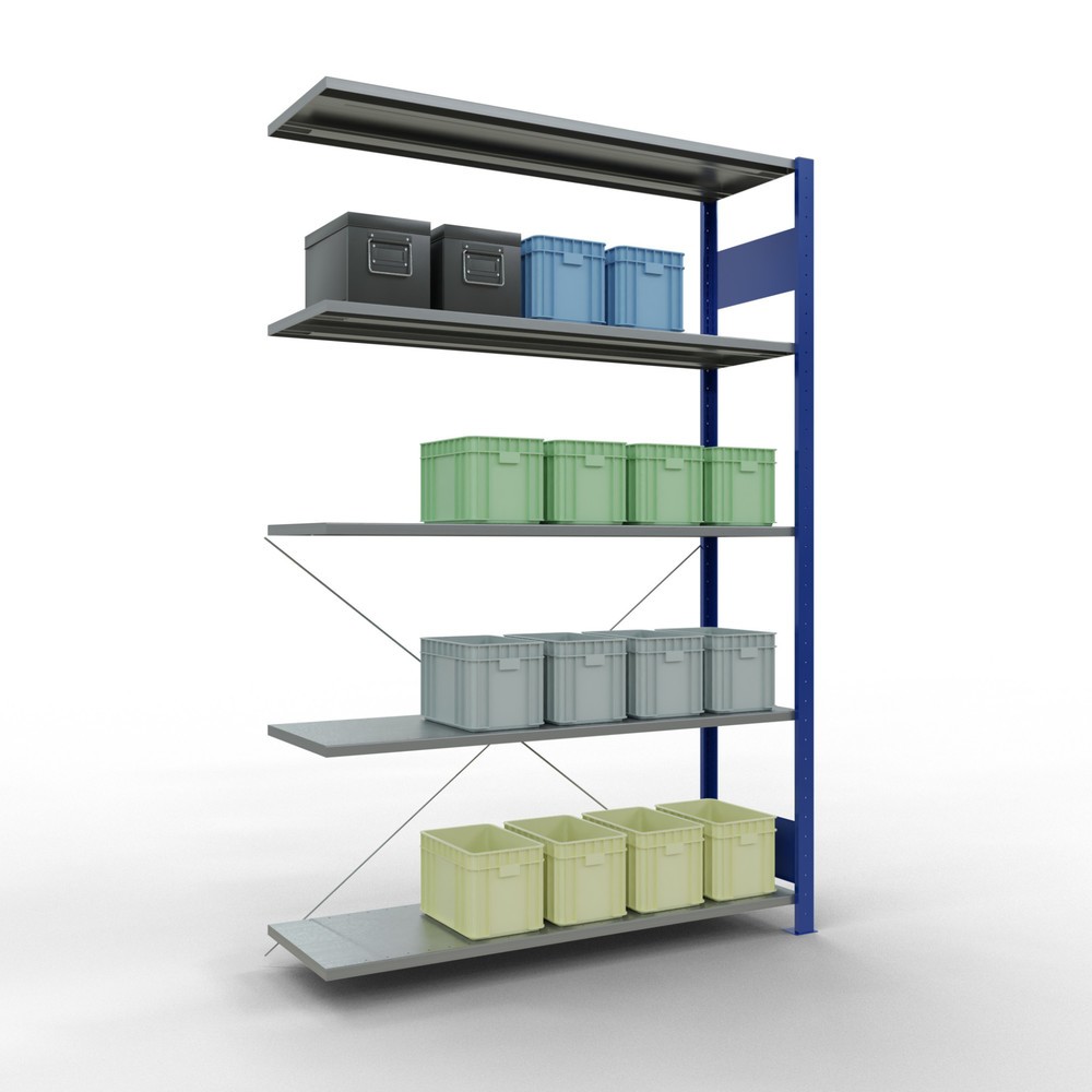 Produktabbildung Nr. 3: SCHULTE Fachbodenregal Stecksystem, AF, FL 150 kg, enzianblau/verzinkt, HxBxT 2.000 x 1.300 x 400 mm