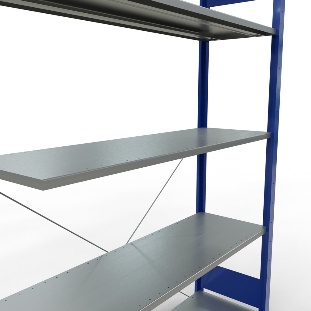 SCHULTE Fachbodenregal Stecksystem, AF, FL 150 kg, enzianblau/verzinkt, HxBxT 2.000 x 1.300 x 400 mm Produktabbildung Nr. 5: SCHULTE Fachbodenregal Stecksystem, AF, FL 150 kg, enzianblau/verzinkt, HxBxT 2.000 x 1.300 x 400 mm