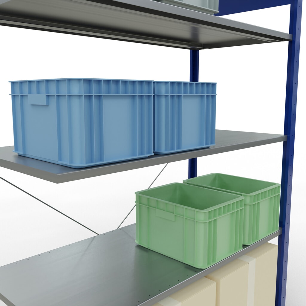 SCHULTE Fachbodenregal Stecksystem, AF, FL 150 kg, enzianblau/verzinkt, HxBxT 2.000 x 1.300 x 600 mm Produktabbildung Nr. 4: SCHULTE Fachbodenregal Stecksystem, AF, FL 150 kg, enzianblau/verzinkt, HxBxT 2.000 x 1.300 x 600 mm