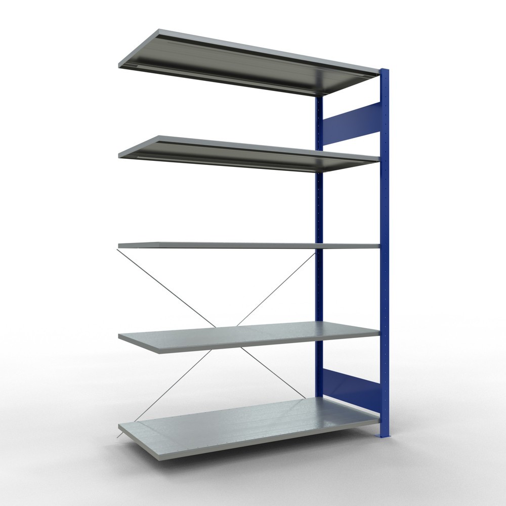 Produktabbildung: SCHULTE Fachbodenregal Stecksystem, AF, FL 150 kg, enzianblau/verzinkt, HxBxT 2.000 x 1.300 x 600 mm