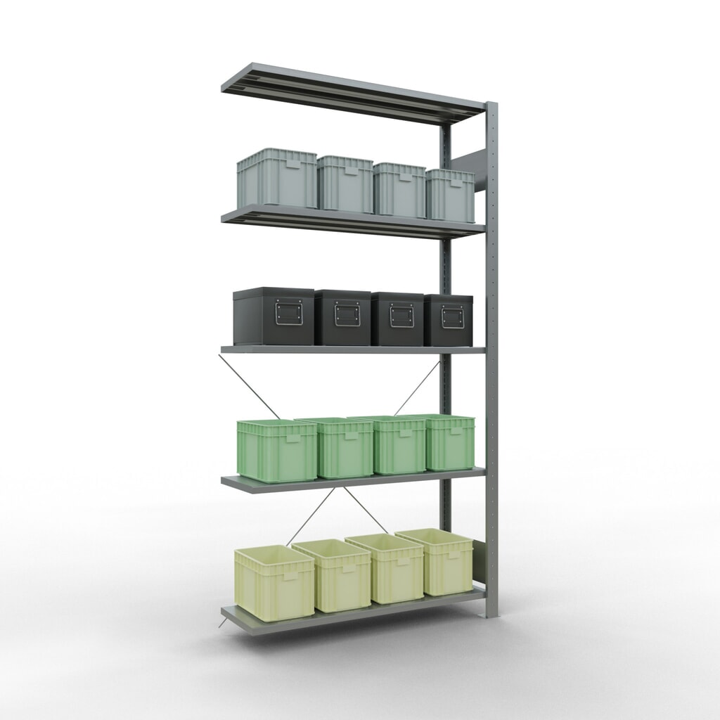 SCHULTE Fachbodenregal Stecksystem, AF, FL 150 kg, verzinkt, HxBxT 2.000 x 1.000 x 300 mm Produktabbildung Nr. 4: SCHULTE Fachbodenregal Stecksystem, AF, FL 150 kg, verzinkt, HxBxT 2.000 x 1.000 x 300 mm