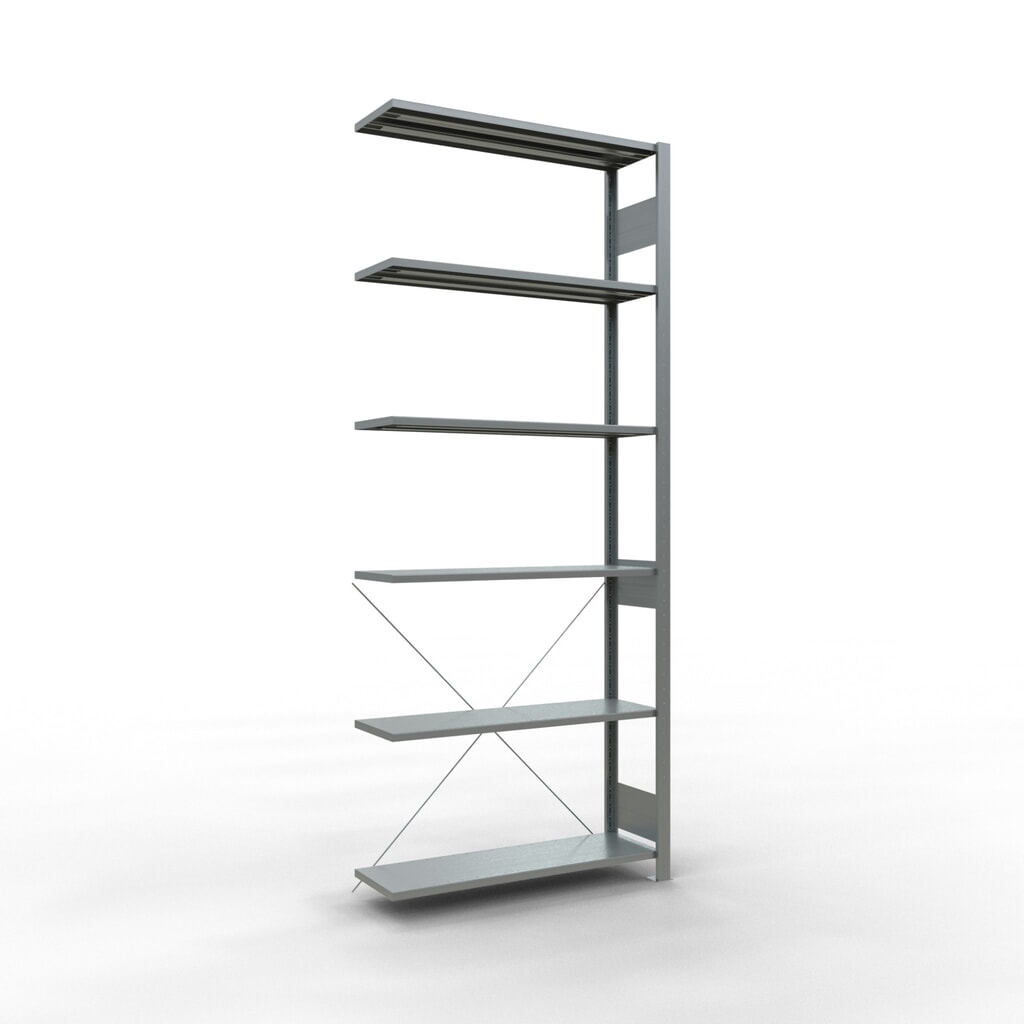 SCHULTE Fachbodenregal Stecksystem, AF, FL 150 kg, verzinkt, HxBxT 2.500 x 1.000 x 300 mm Produktabbildung: SCHULTE Fachbodenregal Stecksystem, AF, FL 150 kg, verzinkt, HxBxT 2.500 x 1.000 x 300 mm