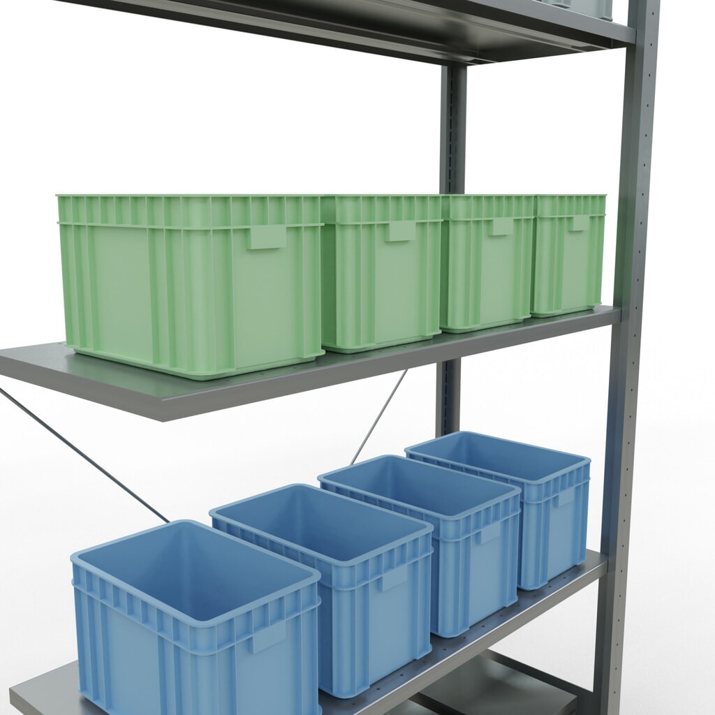 SCHULTE Fachbodenregal Stecksystem, AF, FL 150 kg, verzinkt, HxBxT 2.000 x 1.000 x 400 mm Produktabbildung Nr. 4: SCHULTE Fachbodenregal Stecksystem, AF, FL 150 kg, verzinkt, HxBxT 2.000 x 1.000 x 400 mm