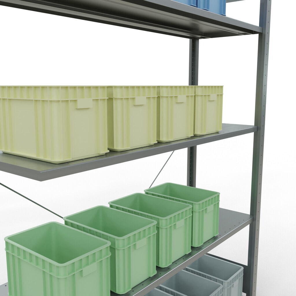 SCHULTE Fachbodenregal Stecksystem, AF, FL 150 kg, verzinkt, HxBxT 2.000 x 1.300 x 400 mm Produktabbildung Nr. 4: SCHULTE Fachbodenregal Stecksystem, AF, FL 150 kg, verzinkt, HxBxT 2.000 x 1.300 x 400 mm