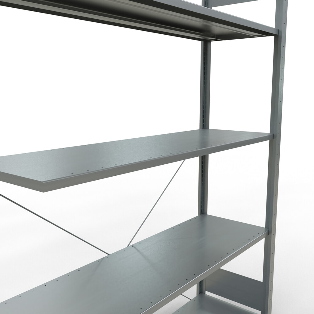 SCHULTE Fachbodenregal Stecksystem, AF, FL 150 kg, verzinkt, HxBxT 2.000 x 1.300 x 400 mm Produktabbildung Nr. 5: SCHULTE Fachbodenregal Stecksystem, AF, FL 150 kg, verzinkt, HxBxT 2.000 x 1.300 x 400 mm