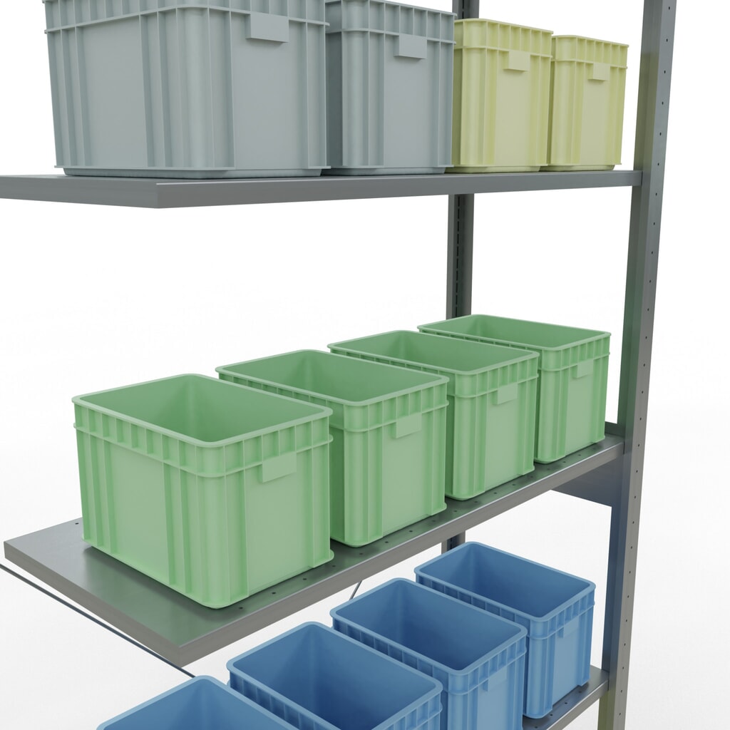 SCHULTE Fachbodenregal Stecksystem, AF, FL 150 kg, verzinkt, HxBxT 2.500 x 1.000 x 400 mm Produktabbildung Nr. 4: SCHULTE Fachbodenregal Stecksystem, AF, FL 150 kg, verzinkt, HxBxT 2.500 x 1.000 x 400 mm