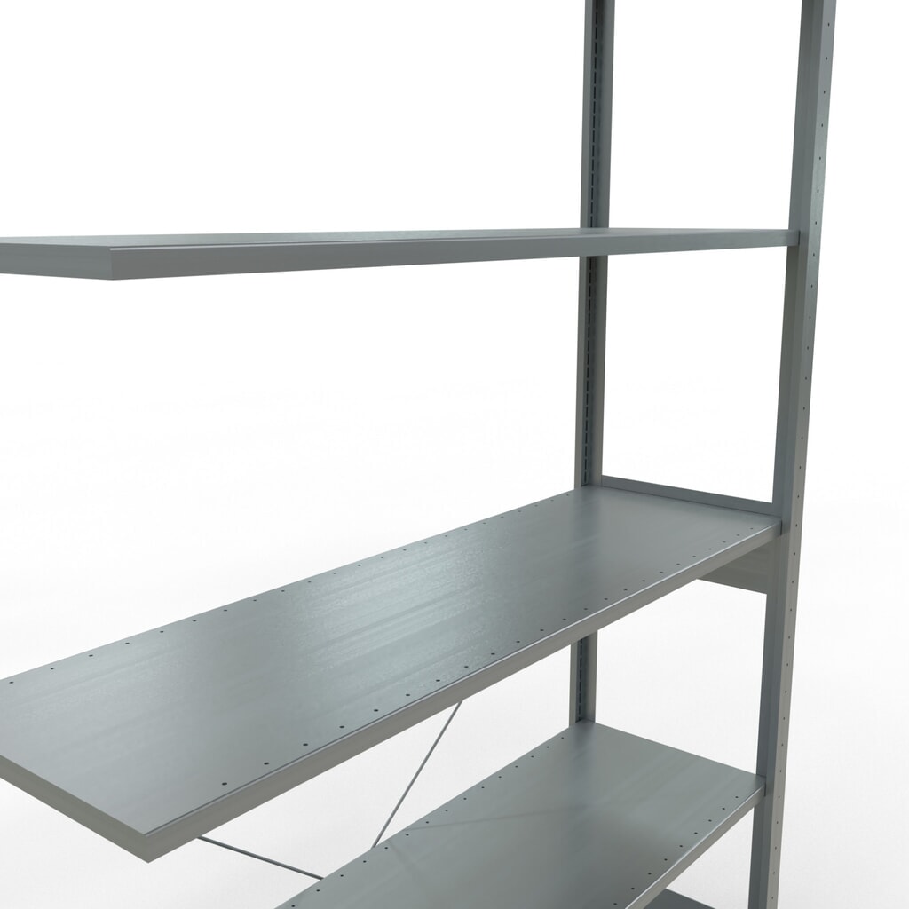 SCHULTE Fachbodenregal Stecksystem, AF, FL 150 kg, verzinkt, HxBxT 2.500 x 1.300 x 400 mm Produktabbildung Nr. 5: SCHULTE Fachbodenregal Stecksystem, AF, FL 150 kg, verzinkt, HxBxT 2.500 x 1.300 x 400 mm