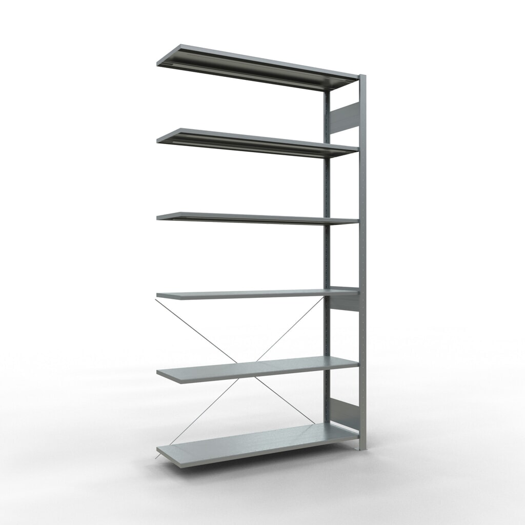 SCHULTE Fachbodenregal Stecksystem, AF, FL 150 kg, verzinkt, HxBxT 2.500 x 1.300 x 400 mm Produktabbildung: SCHULTE Fachbodenregal Stecksystem, AF, FL 150 kg, verzinkt, HxBxT 2.500 x 1.300 x 400 mm