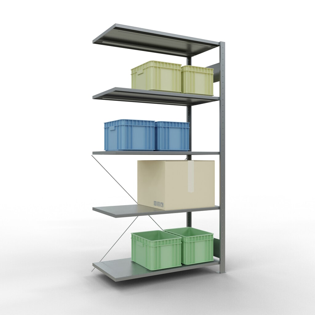SCHULTE Fachbodenregal Stecksystem, AF, FL 150 kg, verzinkt, HxBxT 2.000 x 1.000 x 500 mm Produktabbildung Nr. 3: SCHULTE Fachbodenregal Stecksystem, AF, FL 150 kg, verzinkt, HxBxT 2.000 x 1.000 x 500 mm