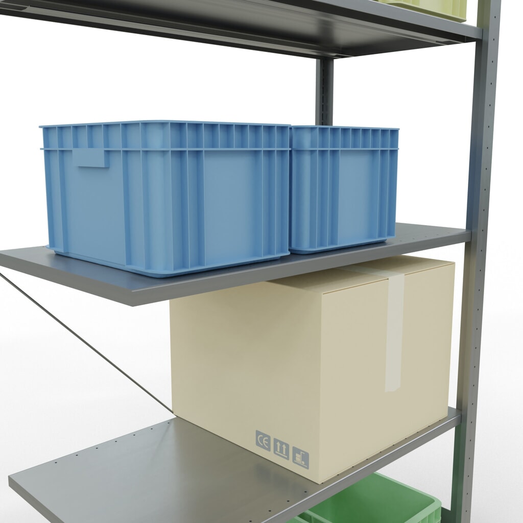 SCHULTE Fachbodenregal Stecksystem, AF, FL 150 kg, verzinkt, HxBxT 2.000 x 1.000 x 500 mm Produktabbildung Nr. 4: SCHULTE Fachbodenregal Stecksystem, AF, FL 150 kg, verzinkt, HxBxT 2.000 x 1.000 x 500 mm