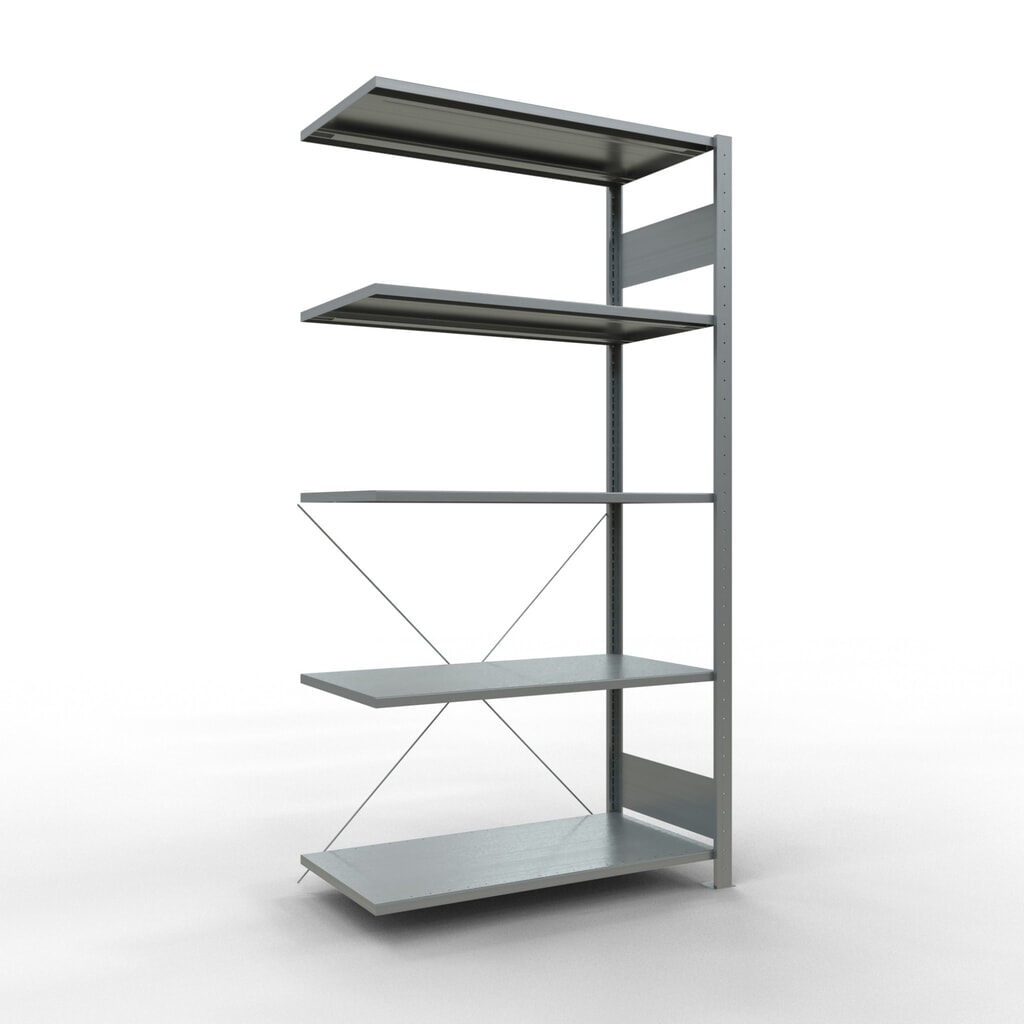 Produktabbildung: SCHULTE Fachbodenregal Stecksystem, AF, FL 150 kg, verzinkt, HxBxT 2.000 x 1.000 x 500 mm