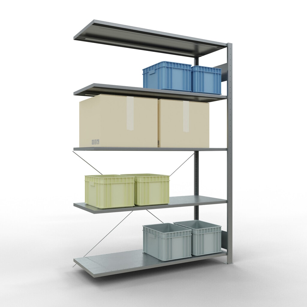 SCHULTE Fachbodenregal Stecksystem, AF, FL 150 kg, verzinkt, HxBxT 2.000 x 1.300 x 500 mm Produktabbildung Nr. 3: SCHULTE Fachbodenregal Stecksystem, AF, FL 150 kg, verzinkt, HxBxT 2.000 x 1.300 x 500 mm