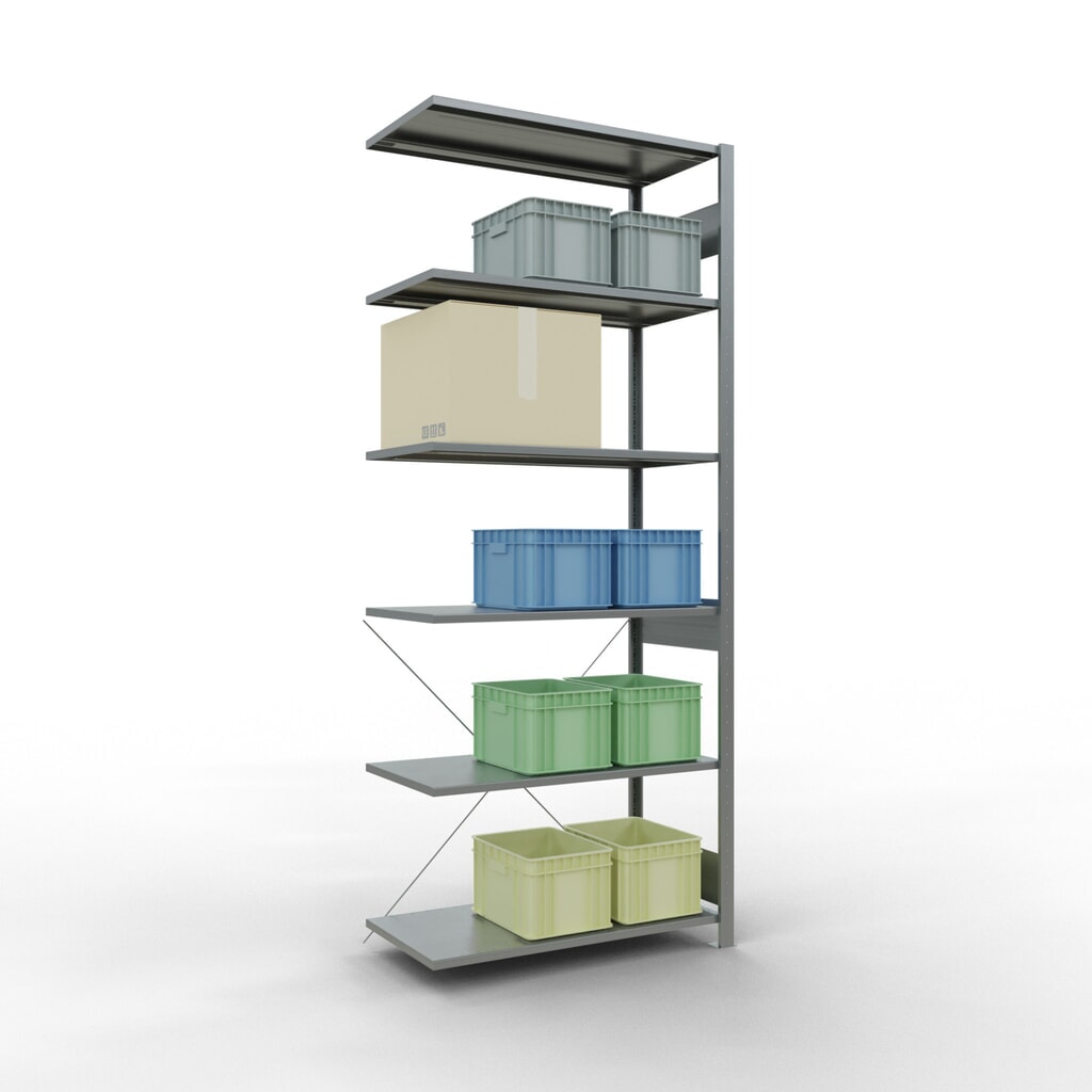 SCHULTE Fachbodenregal Stecksystem, AF, FL 150 kg, verzinkt, HxBxT 2.500 x 1.000 x 500 mm Produktabbildung Nr. 3: SCHULTE Fachbodenregal Stecksystem, AF, FL 150 kg, verzinkt, HxBxT 2.500 x 1.000 x 500 mm