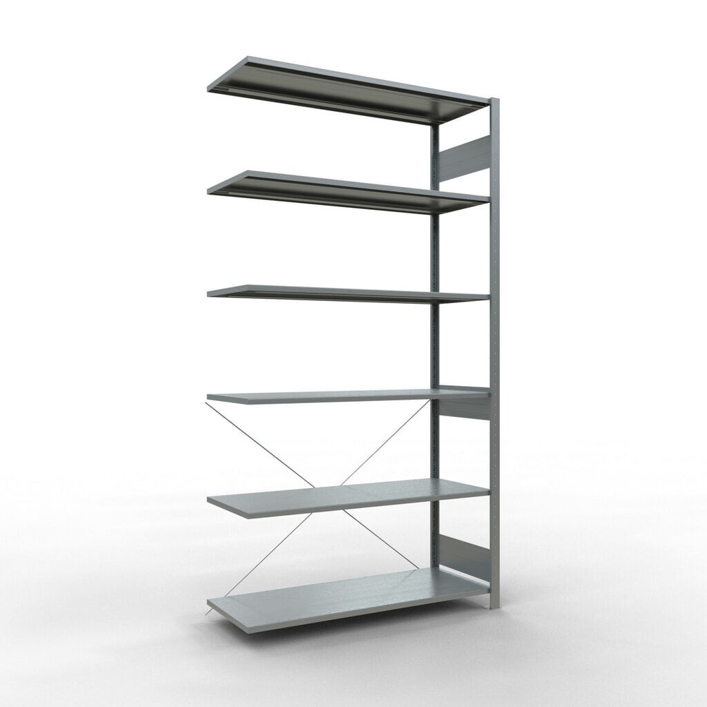 Produktabbildung: SCHULTE Fachbodenregal Stecksystem, AF, FL 150 kg, verzinkt, HxBxT 2.500 x 1.300 x 500 mm