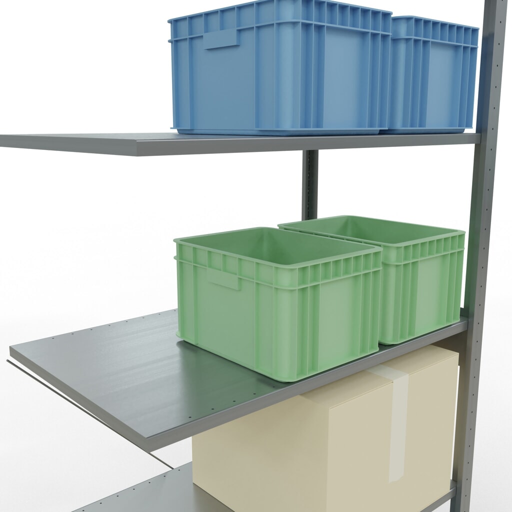 SCHULTE Fachbodenregal Stecksystem, AF, FL 150 kg, verzinkt, HxBxT 2.500 x 1.000 x 600 mm Produktabbildung Nr. 4: SCHULTE Fachbodenregal Stecksystem, AF, FL 150 kg, verzinkt, HxBxT 2.500 x 1.000 x 600 mm