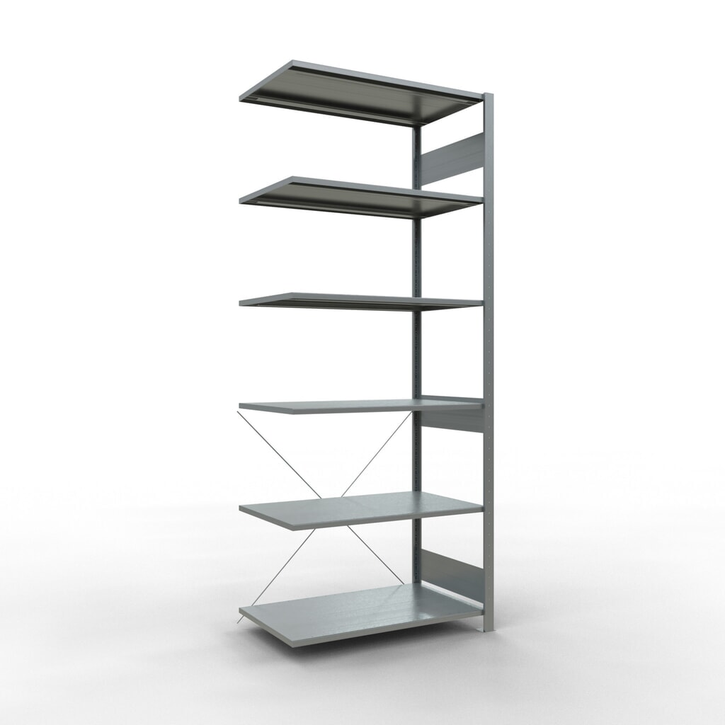 SCHULTE Fachbodenregal Stecksystem, AF, FL 150 kg, verzinkt, HxBxT 2.500 x 1.000 x 600 mm Produktabbildung: SCHULTE Fachbodenregal Stecksystem, AF, FL 150 kg, verzinkt, HxBxT 2.500 x 1.000 x 600 mm