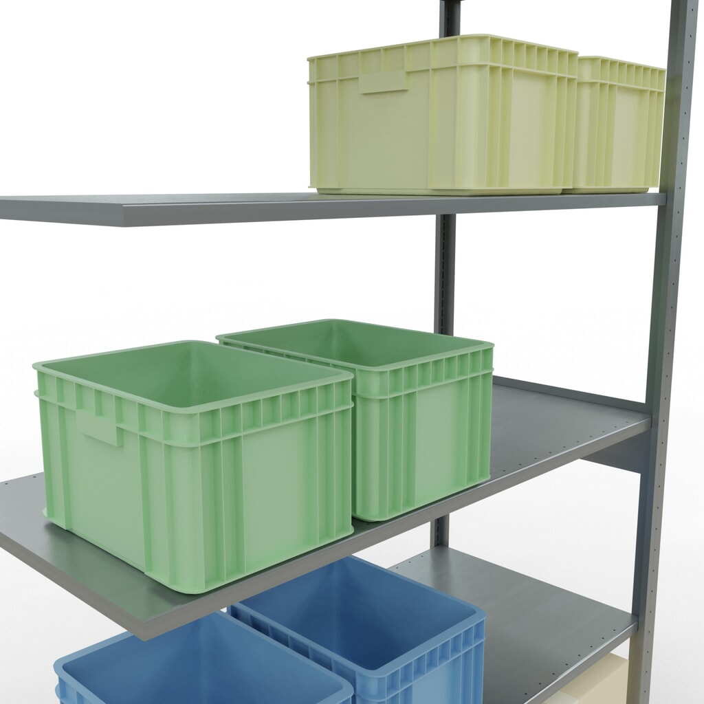 SCHULTE Fachbodenregal Stecksystem, AF, FL 150 kg, verzinkt, HxBxT 2.500 x 1.300 x 600 mm Produktabbildung Nr. 4: SCHULTE Fachbodenregal Stecksystem, AF, FL 150 kg, verzinkt, HxBxT 2.500 x 1.300 x 600 mm