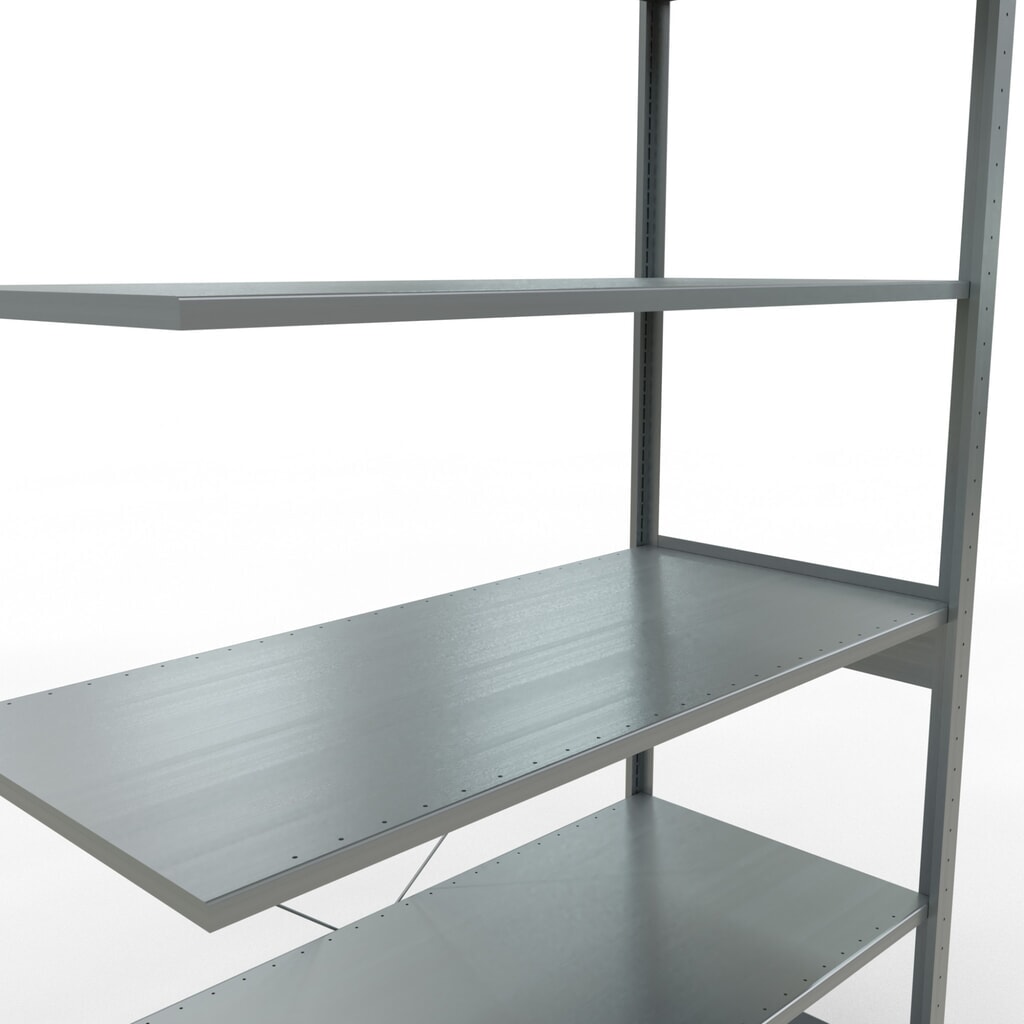 SCHULTE Fachbodenregal Stecksystem, AF, FL 150 kg, verzinkt, HxBxT 2.500 x 1.300 x 600 mm Produktabbildung Nr. 5: SCHULTE Fachbodenregal Stecksystem, AF, FL 150 kg, verzinkt, HxBxT 2.500 x 1.300 x 600 mm