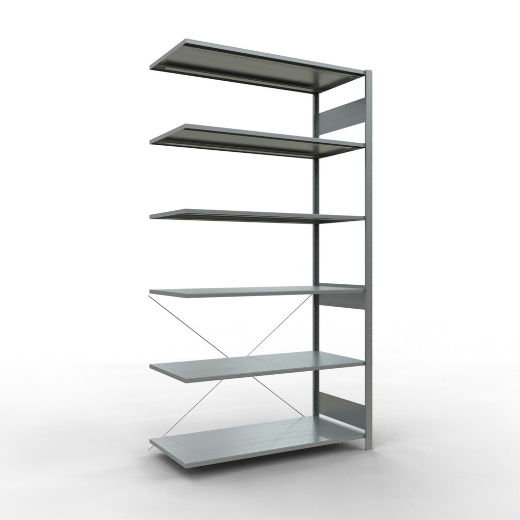 Produktabbildung: SCHULTE Fachbodenregal Stecksystem, AF, FL 150 kg, verzinkt, HxBxT 2.500 x 1.300 x 600 mm