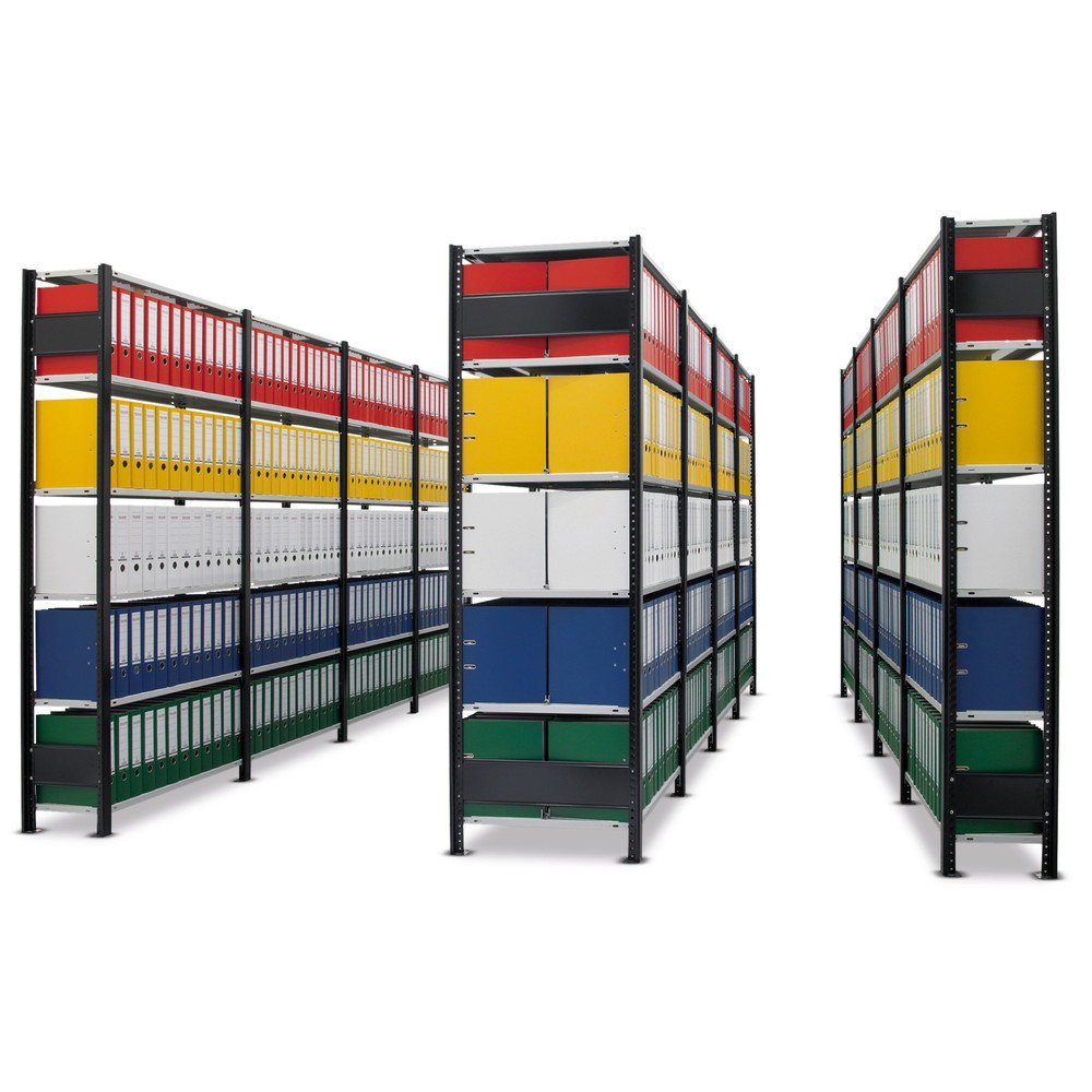 Produktabbildung Nr. 5: SCHULTE Aktenregal AF, einseitig, ohne Endanschläge, FL 85 kg, schwarz, HxBxT 2.300 x 1.300 x 300 mm