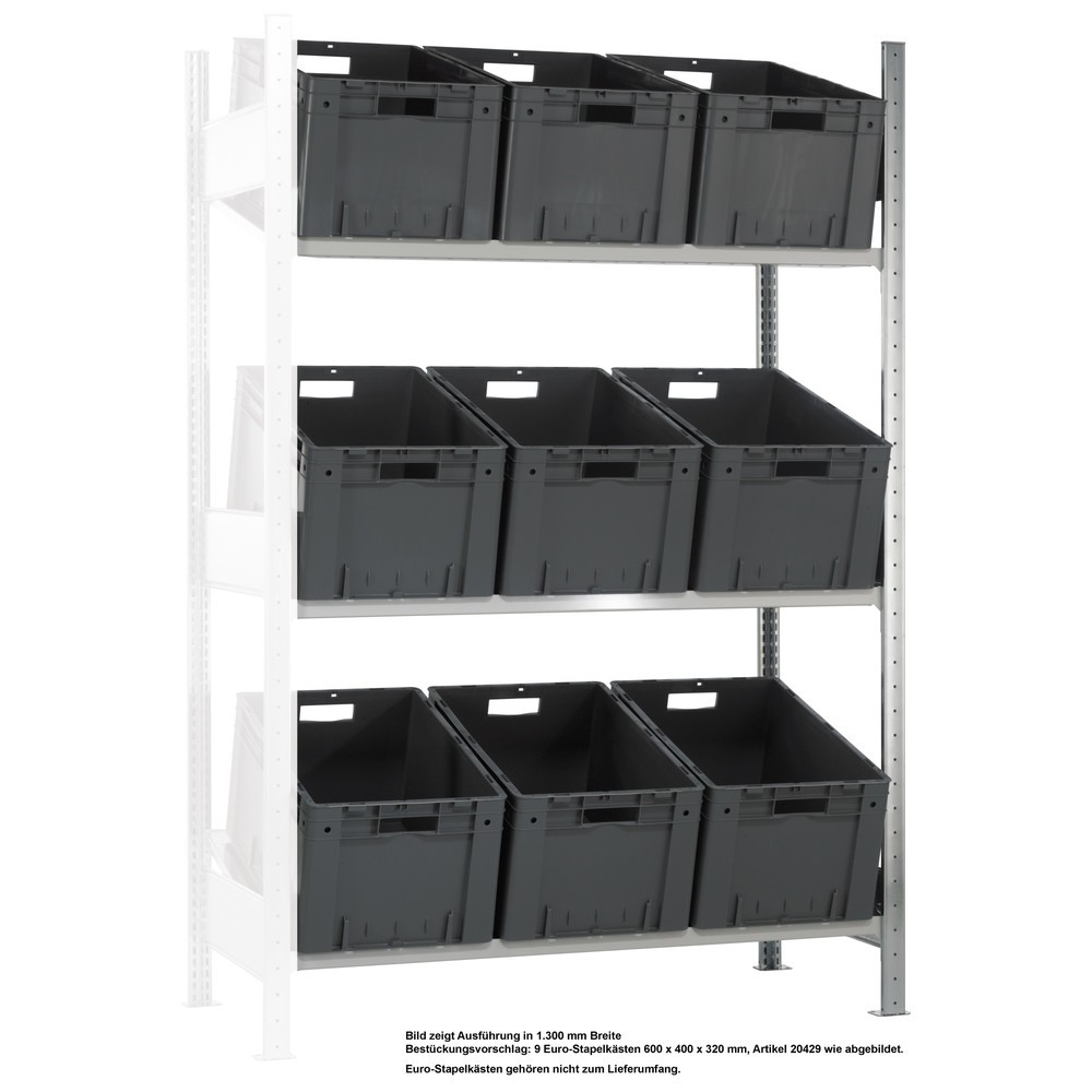 Produktabbildung: SCHULTE Schrägbodenregal, Anbaufeld MULTIplus 150, 2000 x 1300 x 600 mm
