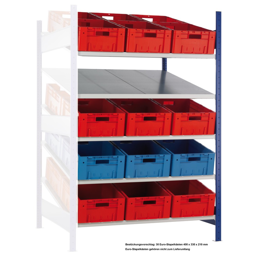 Produktabbildung: SCHULTE Schrägbodenregal, Anbaufeld MULTIplus 150, 2000 x 1300 x 1200 mm