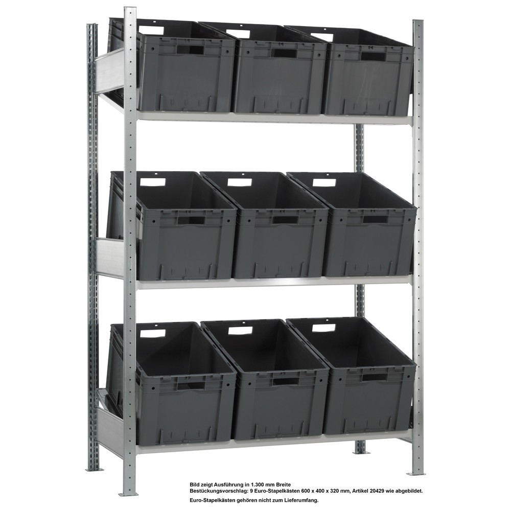 Produktabbildung: SCHULTE Schrägbodenregal, Grundfeld MULTIplus 150, 2000 x 1000 x 600 mm