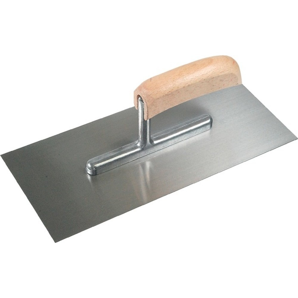 Produktabbildung: SCHWAN Glättekelle, Buchenholzheft, Länge 280 mm Breite 130 mm, Stahl, gehärtet Stärke 0,7 mm