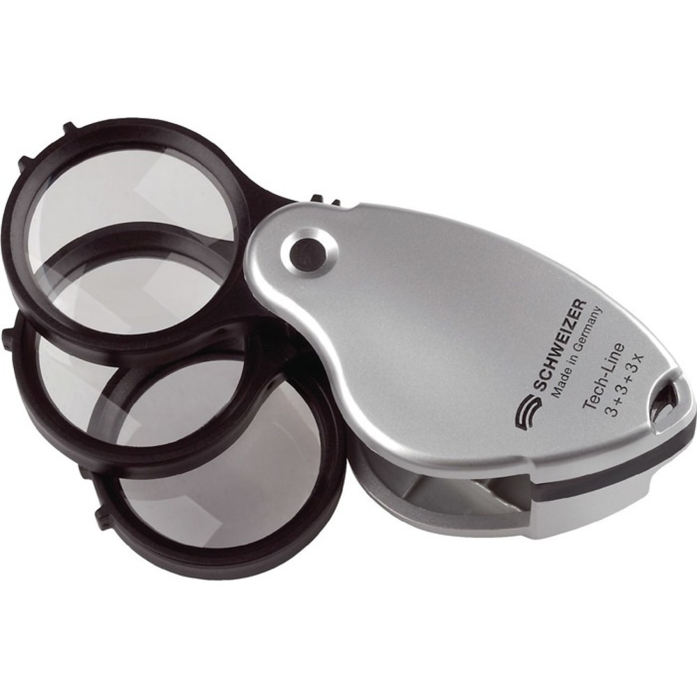 Produktabbildung: SCHWEIZER Einschlaglupe Tech-Line, Vergrößerung 3x+5x=8x, Linsen-Ø 38 mm