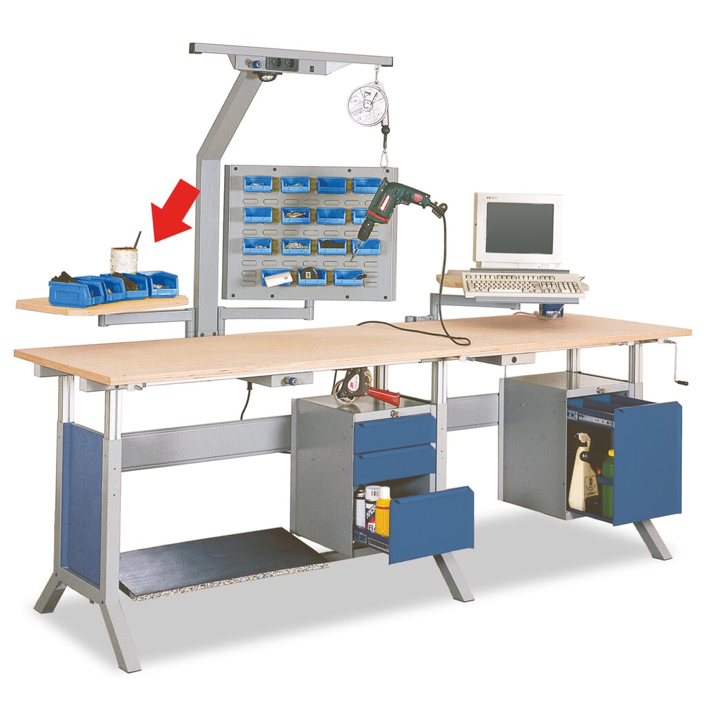 Schwenkarm mit Auflageplatte für Bedrunka+Hirth Arbeitstisch, BxT 600 x 350 mm Produktabbildung: Schwenkarm mit Auflageplatte für Bedrunka+Hirth Arbeitstisch, BxT 600 x 350 mm