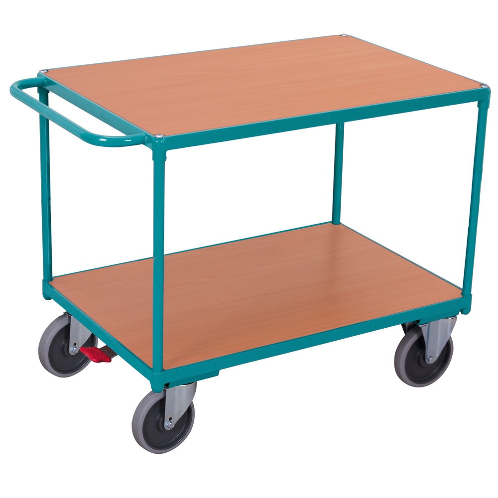 Produktabbildung: Schwerer Tischwagen Ameise®, 2 Etagen à 1.000 x 600 mm, mit Zentralbremse