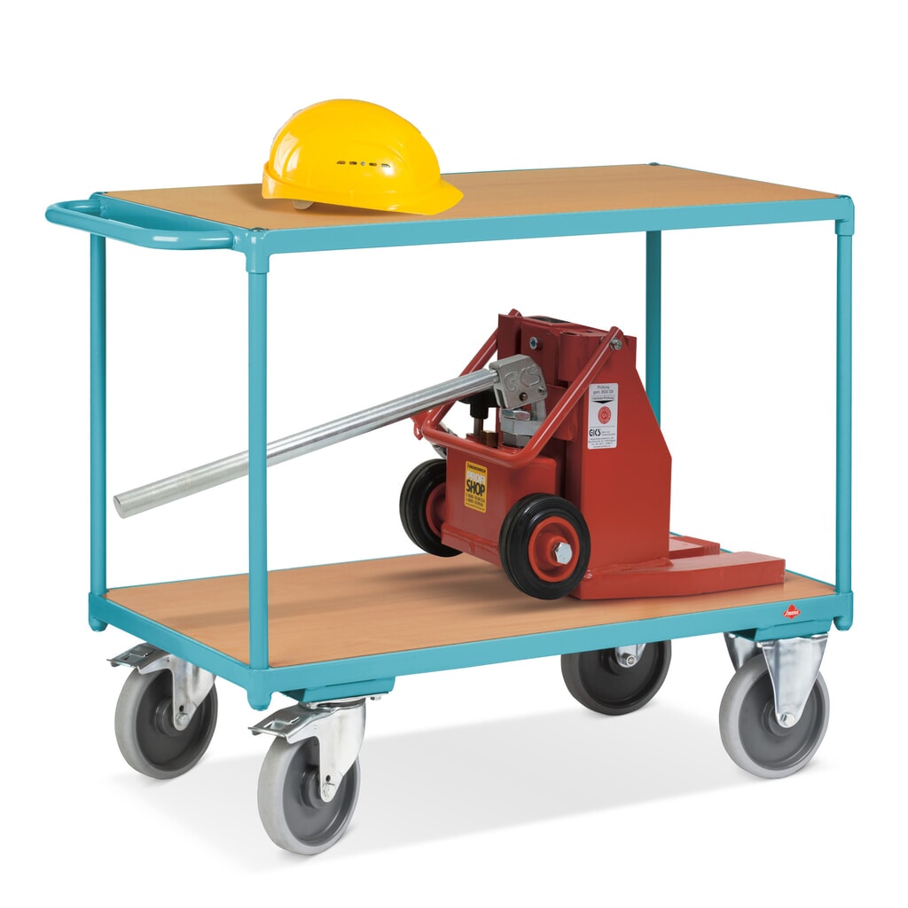 Schwerer Tischwagen Ameise®, 2 Etagen à 850 x 500 mm, mit Zentralbremse Produktabbildung Nr. 4: Schwerer Tischwagen Ameise®, 2 Etagen à 850 x 500 mm, mit Zentralbremse
