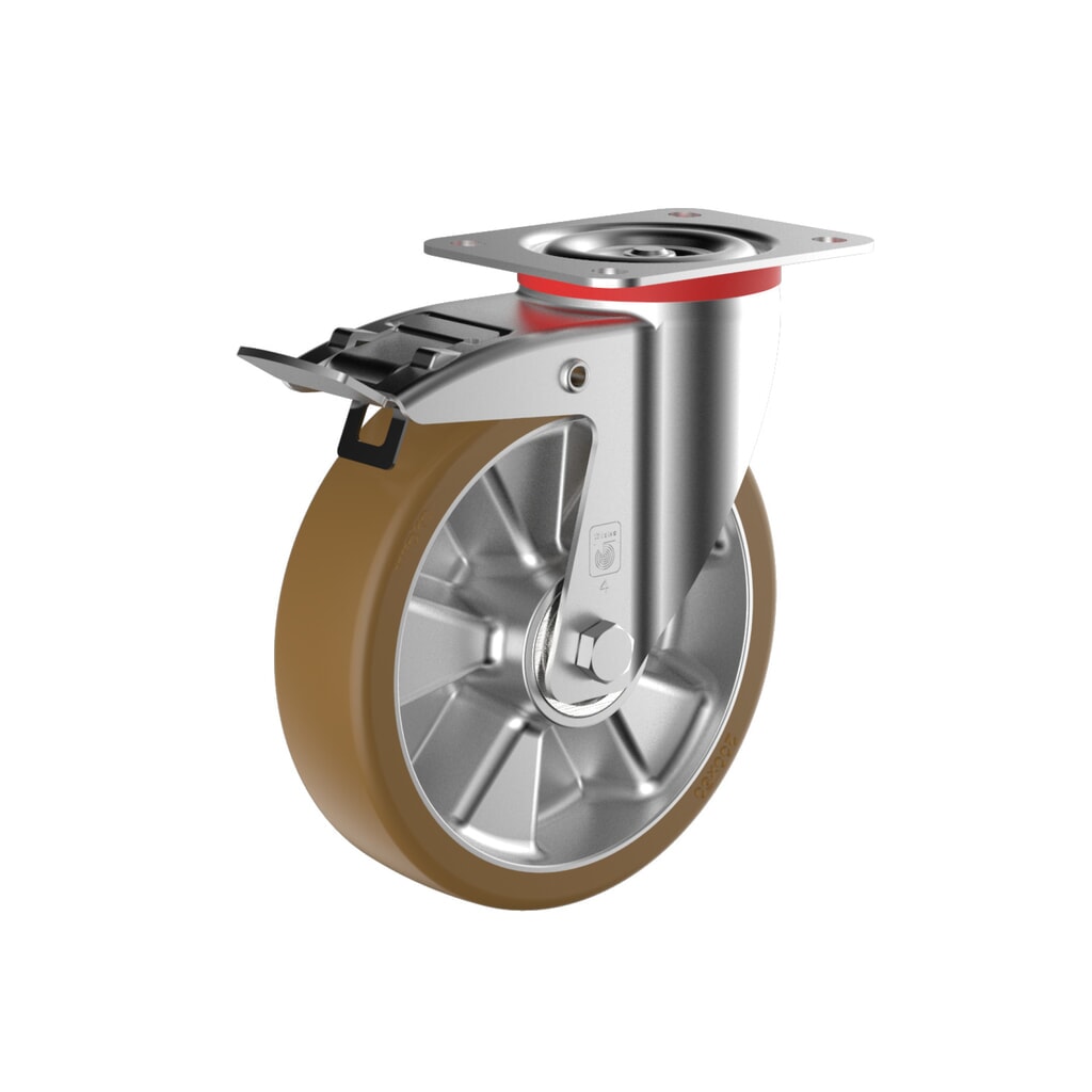 Wicke Lenkrolle Topthane® PU, inkl. Feststeller, Ø x Breite 82 x 30 mm, TK 180 kg Produktabbildung: Wicke Lenkrolle Topthane® PU, inkl. Feststeller, Ø x Breite 82 x 30 mm, TK 180 kg
