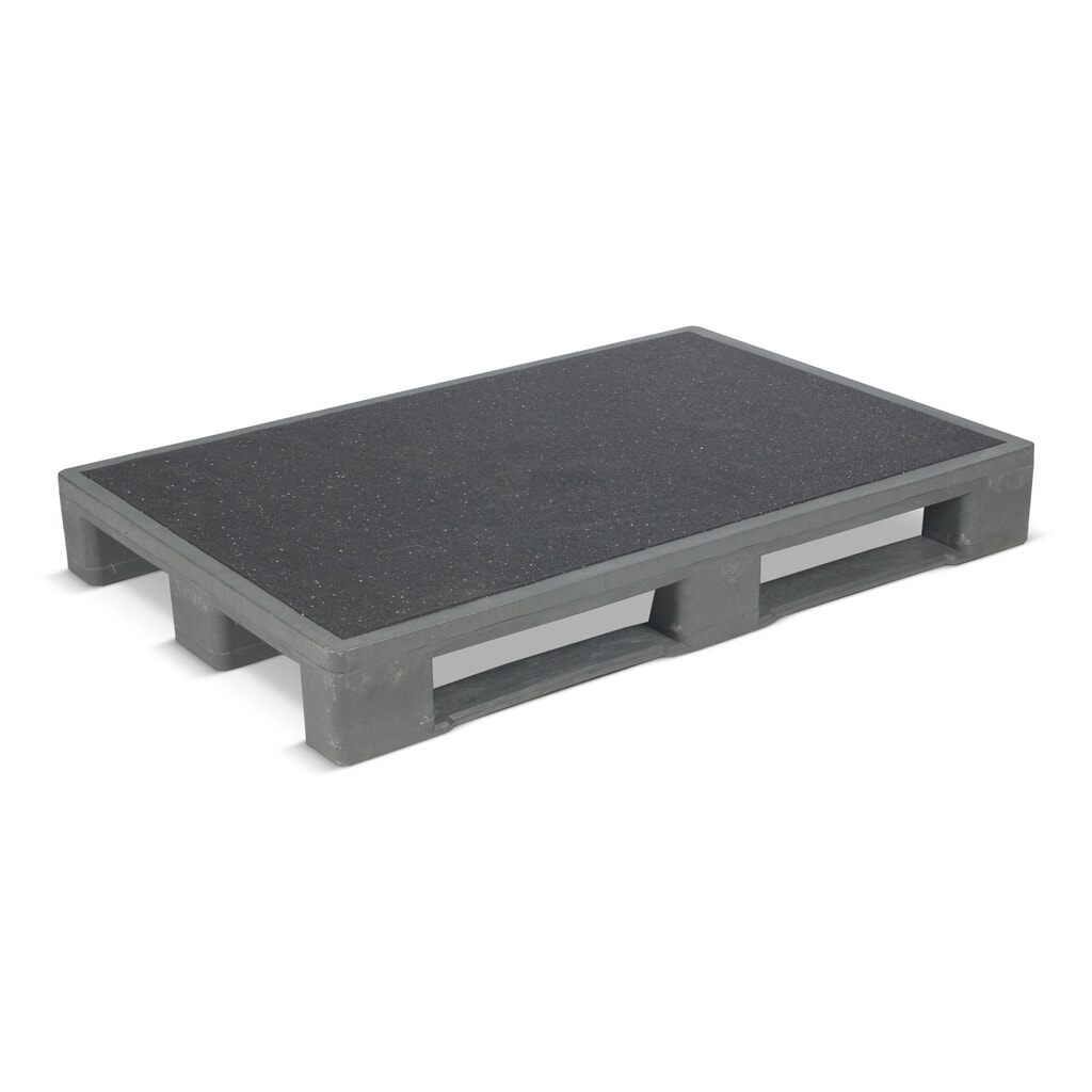 Produktabbildung: Schwerlast-Palette Anti-Rutsch mit Eisenverstärkung, LxB 1.200 x 800 mm