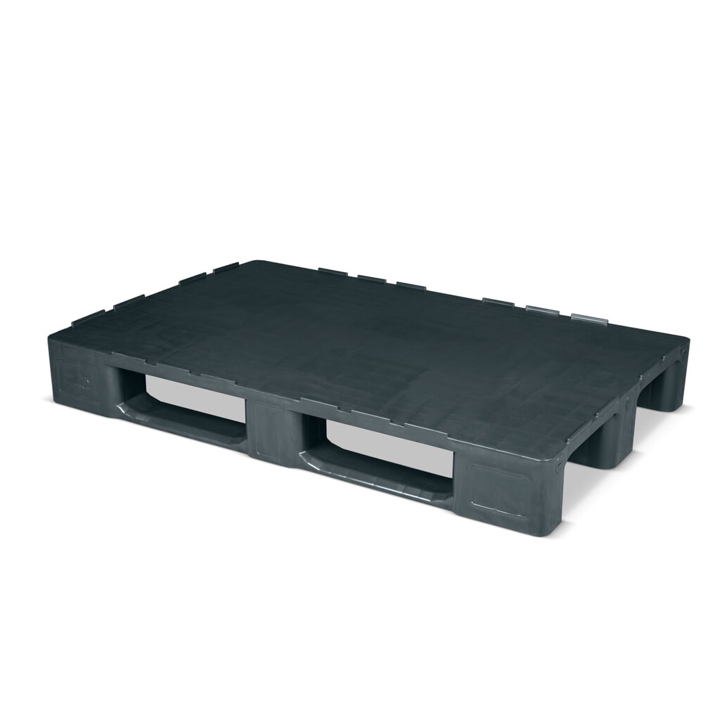 Schwerlast-Palette aus Recycling-Material, statische Tragkraft 5.000 kg, 1.200 x 800 mm, 3 Kufen Produktabbildung: Schwerlast-Palette aus Recycling-Material, statische Tragkraft 5.000 kg, 1.200 x 800 mm, 3 Kufen
