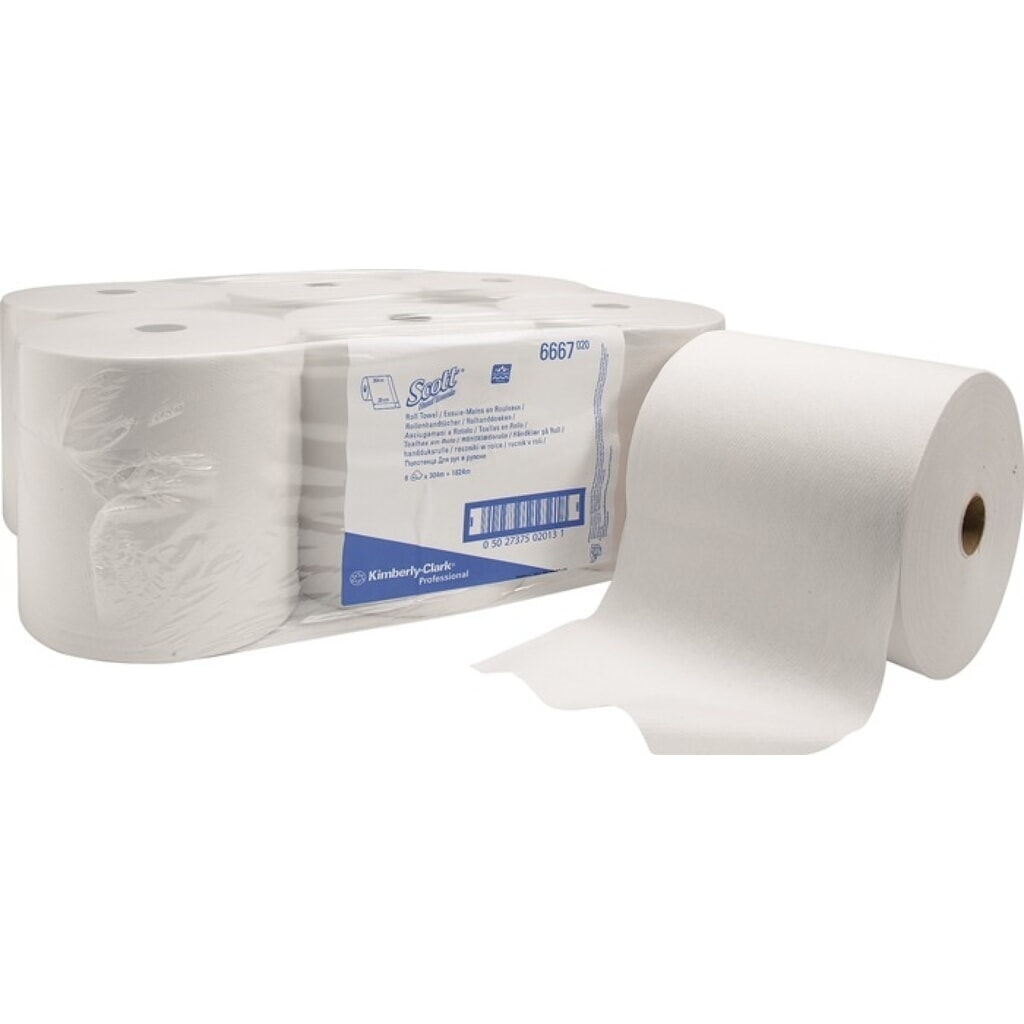 SCOTT Rollenhandtuch SCOTT® 6667 1-lagig weiß Produktabbildung: SCOTT Rollenhandtuch SCOTT® 6667 1-lagig weiß