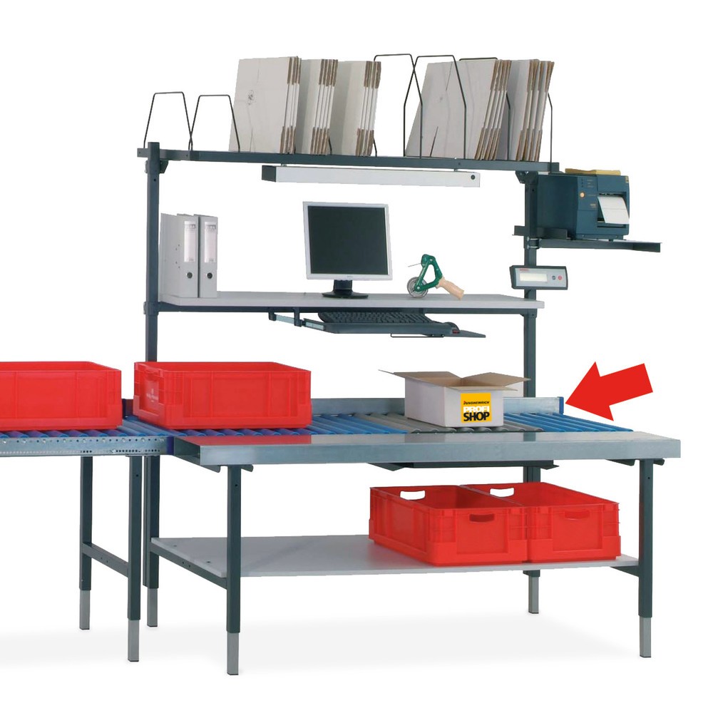 Produktabbildung Nr. 2: Seitenführung für Rocholz Packtisch-System, geeignet für Rollenbahntisch