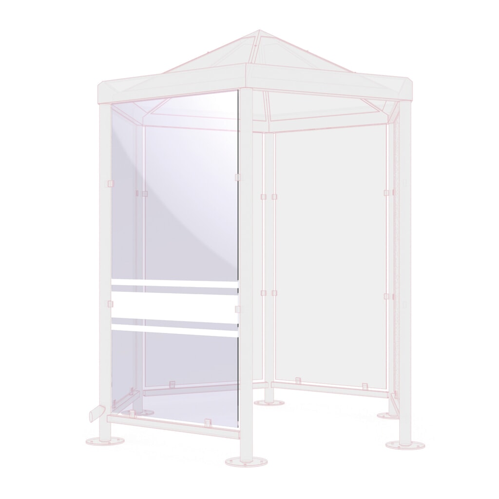 Produktabbildung Nr. 2: Seitenwand für Raucherpavillon, 8-eckig, Klares Glas 01
