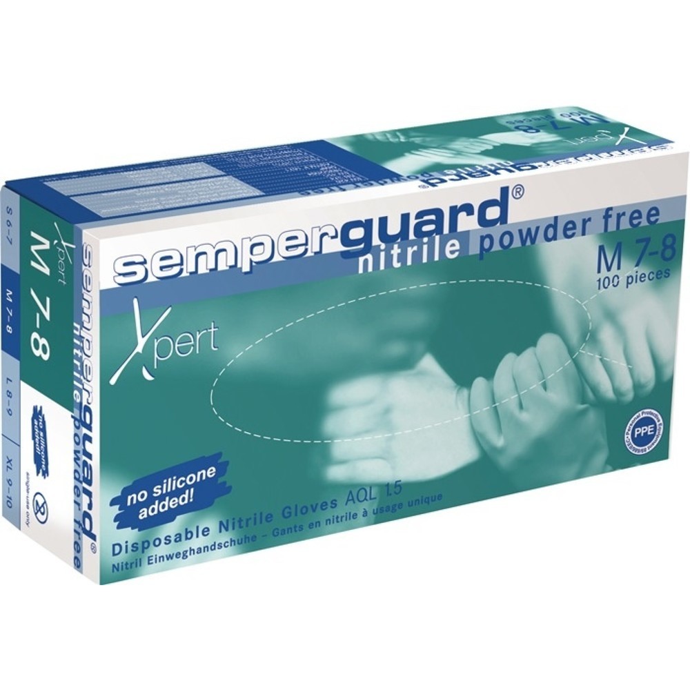 Produktabbildung Nr. 2: SEMPERIT Einweghandschuh SEMPERGUARD NITRIL XPERT SEMPERMED, Nitril, Größe 7-8 blau, 100 Stück / Box, EN 420, EN 374, EN 455, EN 421 Kat. III