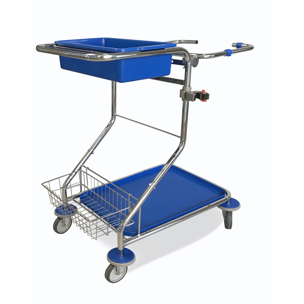 Produktabbildung: Servicewagen Chrom II, 1 Utensilienkorb, Stielhalter, Halterahmen für 120-Liter-Abfallsack, Auffangschale
