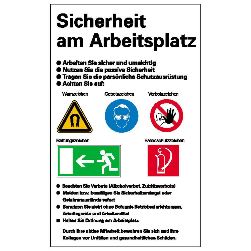 Produktabbildung: Sicherheitsaushang: Sicherheit am Arbeitsplatz, HxB 750 x 500 mm
