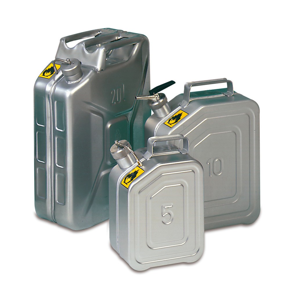 Produktabbildung: Rötzmeier® Sicherheitskanister aus Edelstahl, mit Schraubkappe, 5 Liter