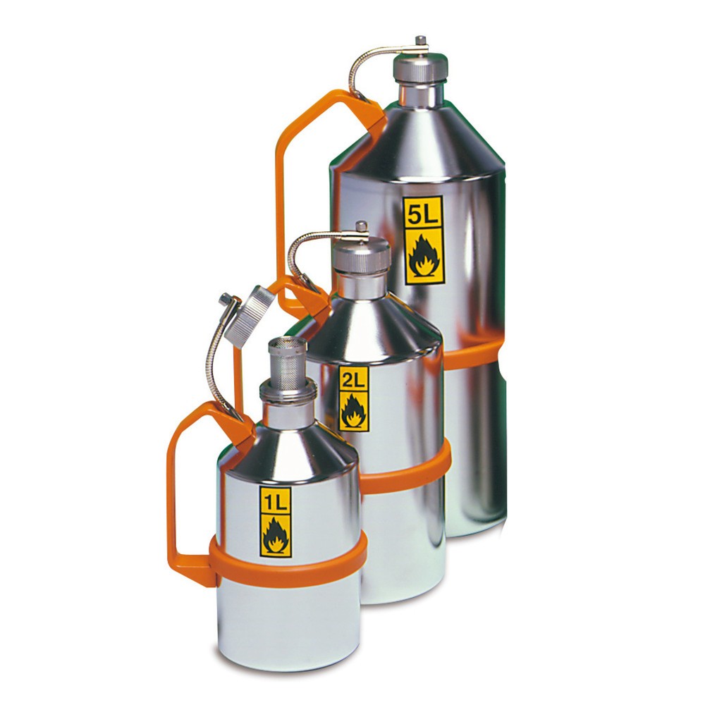 Produktabbildung: Rötzmeier® Sicherheitskanne aus Edelstahl, mit Schraubverschluss, 1 Liter