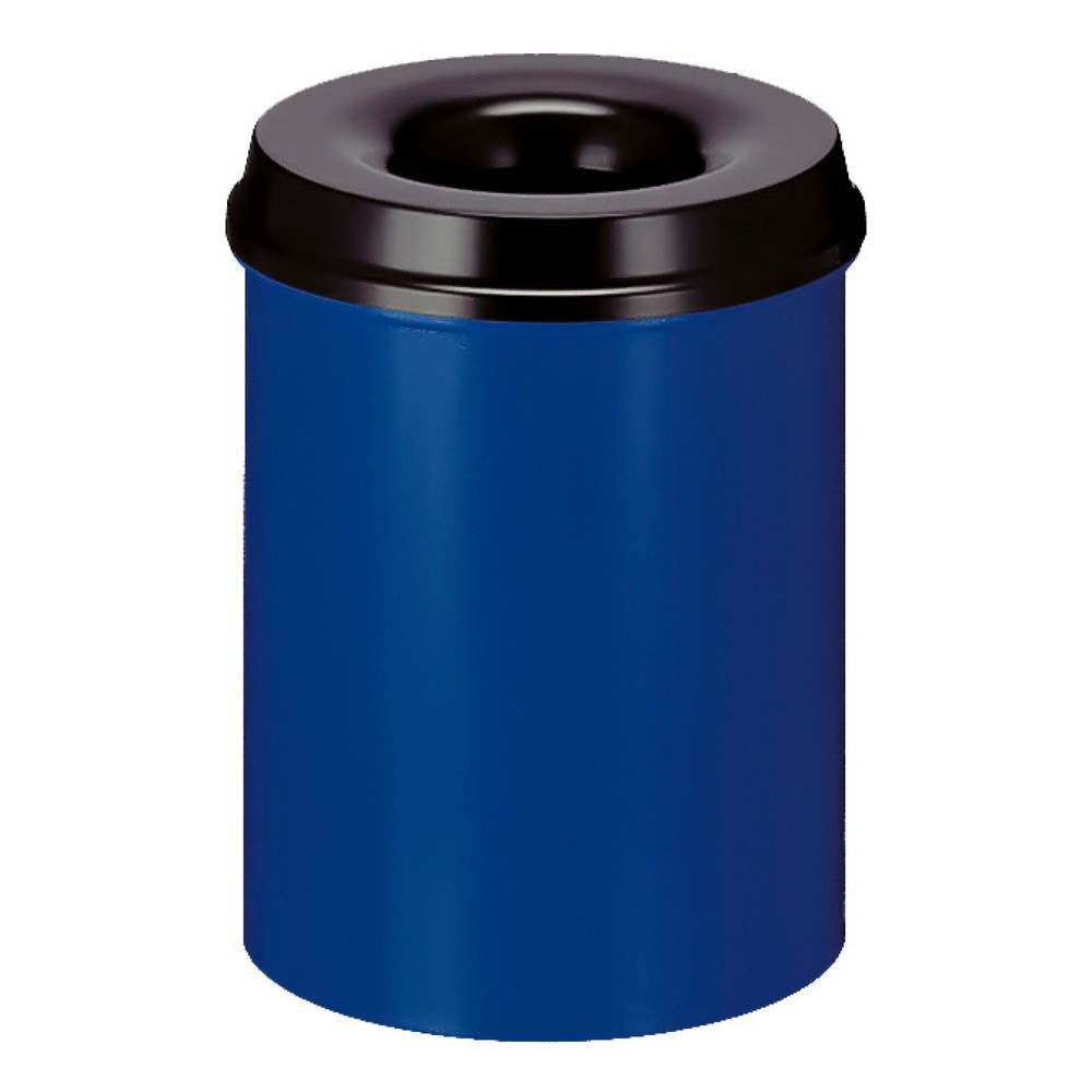 Produktabbildung: Sicherheitspapierkorb, selbstlöschend, Stahl, 15 Liter, blau, schwarz