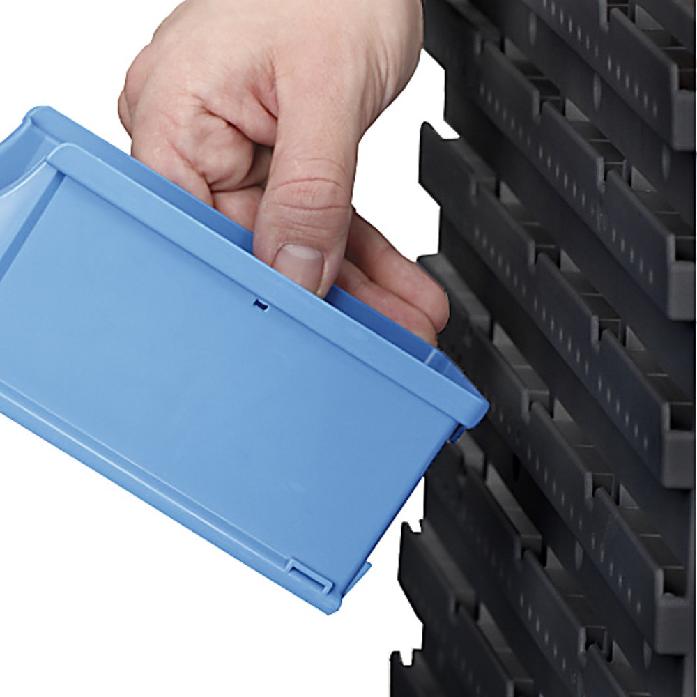 Produktabbildung Nr. 3: Allit Sichtlagerkasten-Sets mit Wandhalteplatten, Kästen 9x Größe 1, 6x Größe 2