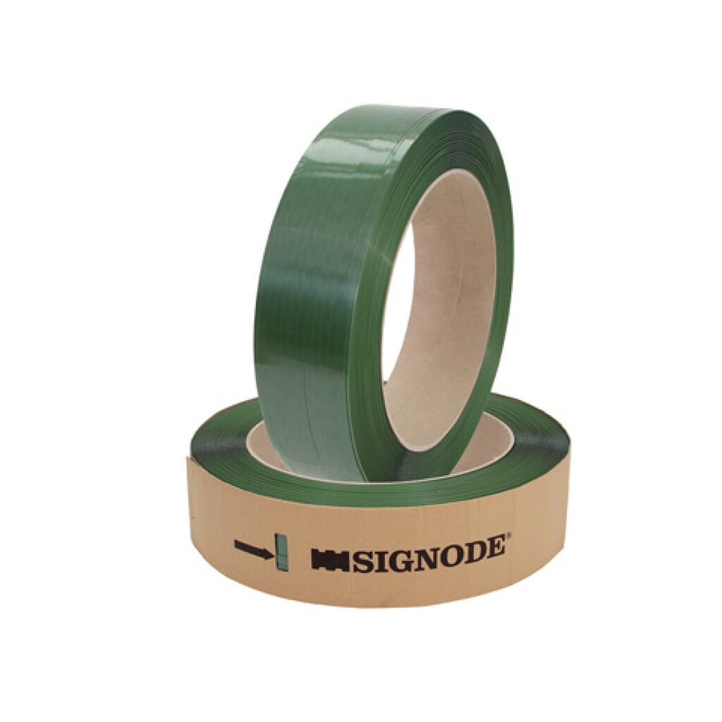 Signode Tenax® Umreifungsband aus PET, 16 mm x 1.300 lfm., Kern-Ø 406 mm, 0,89 mm Stärke, grün Produktabbildung: Signode Tenax® Umreifungsband aus PET, 16 mm x 1.300 lfm., Kern-Ø 406 mm, 0,89 mm Stärke, grün
