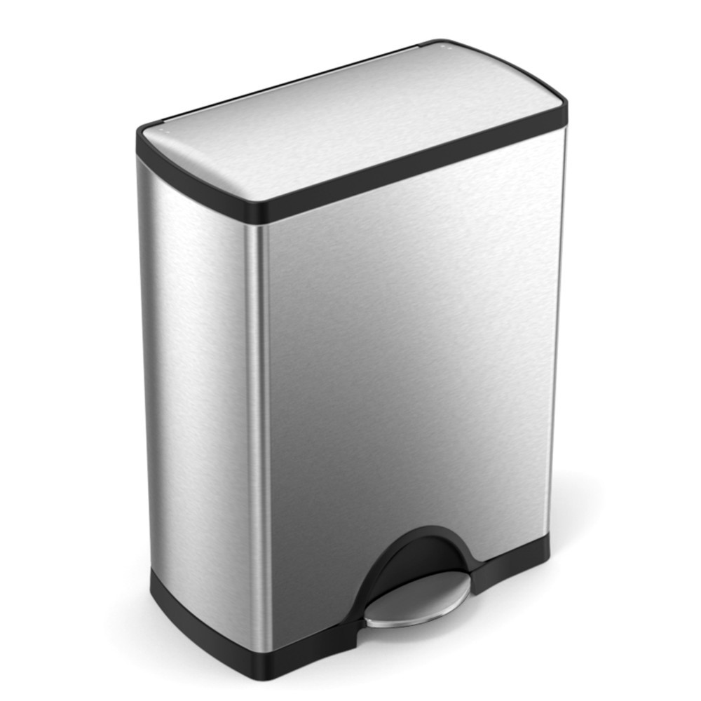 Produktabbildung: SIMPLEHUMAN Tret-Abfallbehälter mit Softclose-Deckel, 1x16 + 1x30 Liter, Edelstahl mattiert