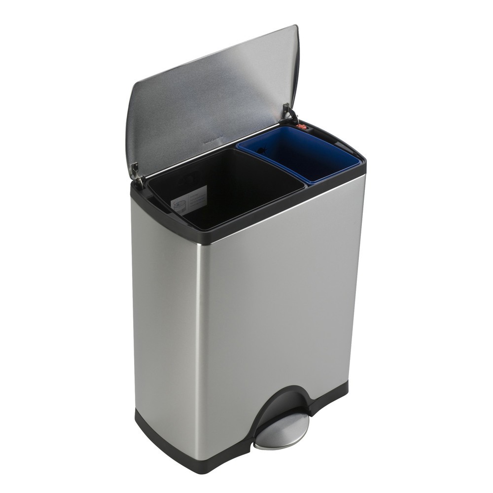 Produktabbildung Nr. 2: SIMPLEHUMAN Tret-Abfallbehälter mit Softclose-Deckel, 1x16 + 1x30 Liter, Edelstahl mattiert