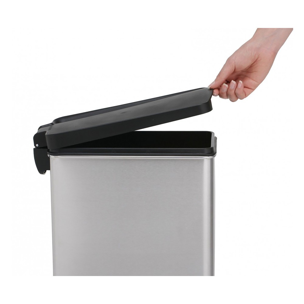 Produktabbildung Nr. 2: SIMPLEHUMAN Tret-Abfallbehälter Profile, 10 Liter, Edelstahl mattiert, schwarz